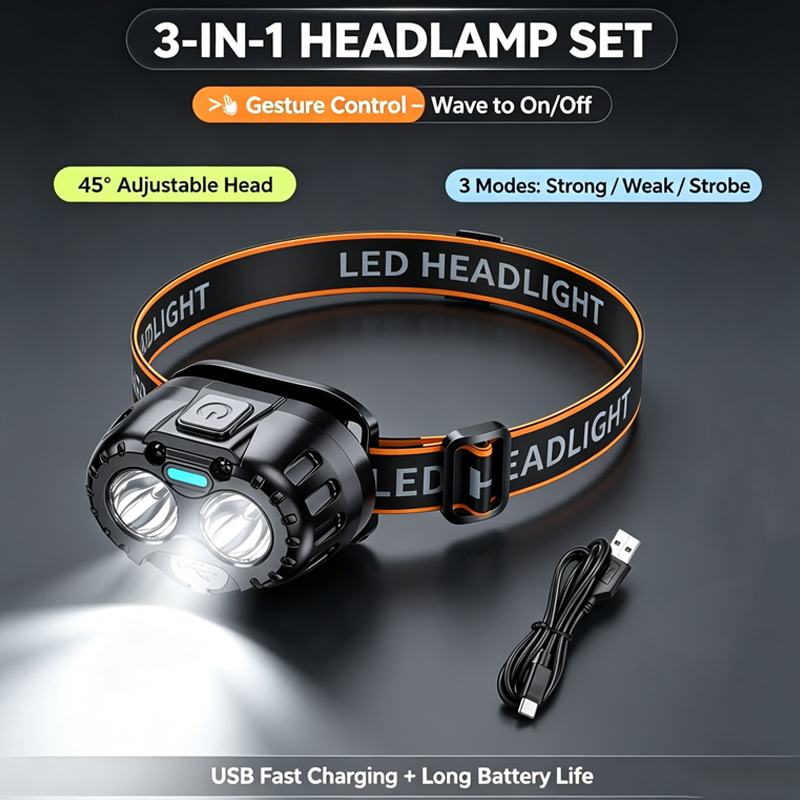 Outdoor Camping Adventure - Potente Linterna Frontal LED IPX4 Impermeable,