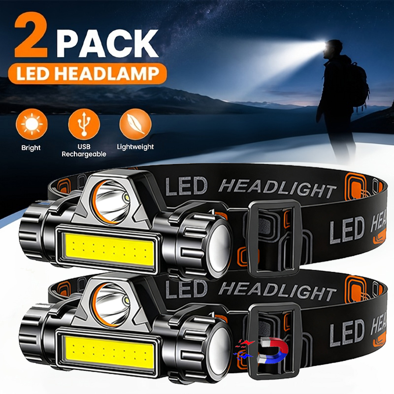 Outdoor Camping Adventure - Linterna frontal LED superbrillante, recargable, resistente