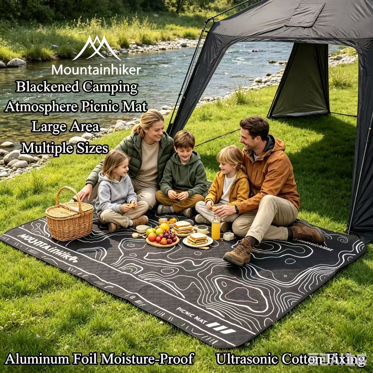 Outdoor Camping Rug - MANTA DE PICNIC MOUNTAINHIKER Negra Extra