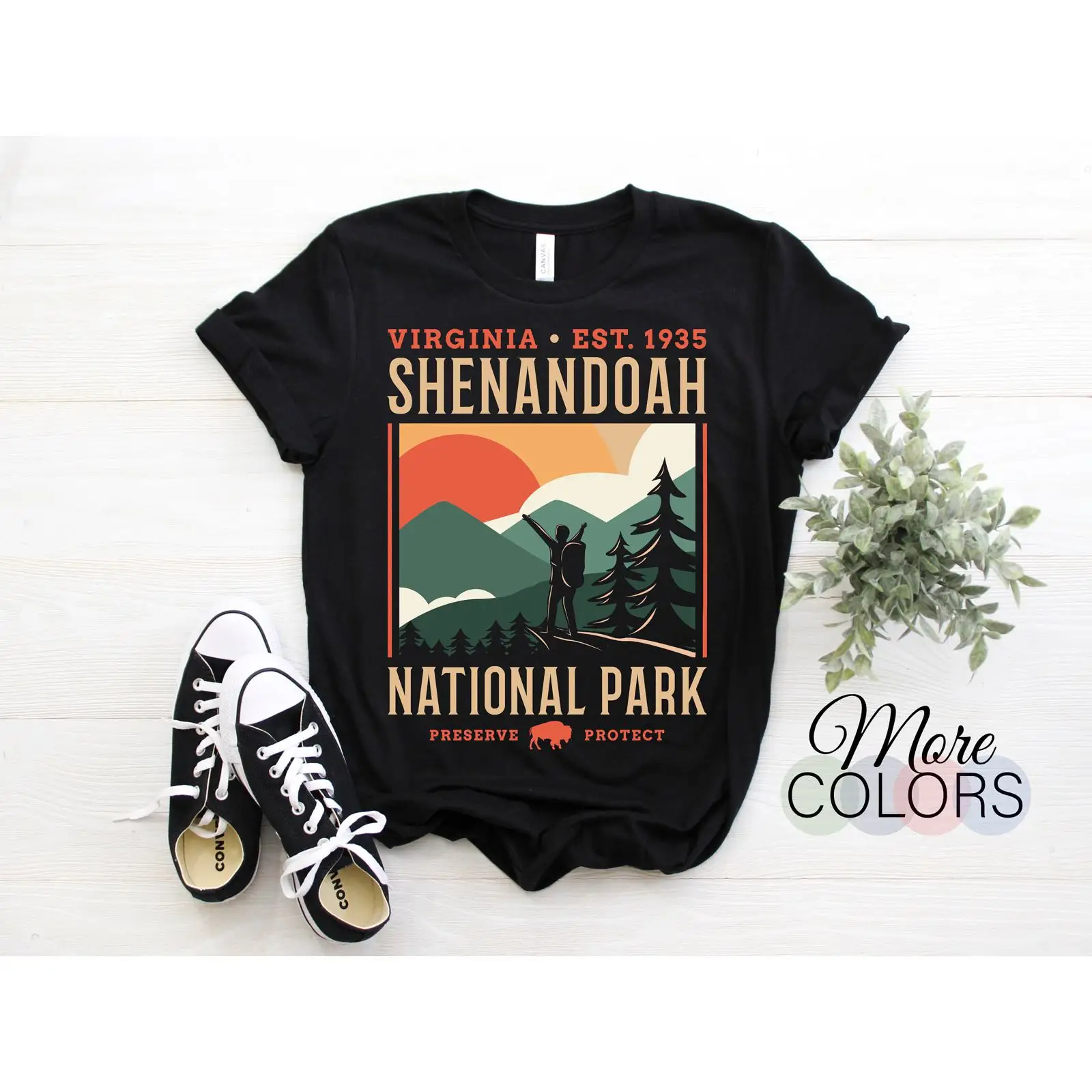 Camiseta vintage del Parque Na - Outdoor Camping Virginia reseña y precio